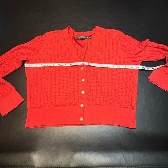 Ralph Lauren Vibrant Orange Button-Up Lightweight Cardigan size PL - Picture 7 of 10